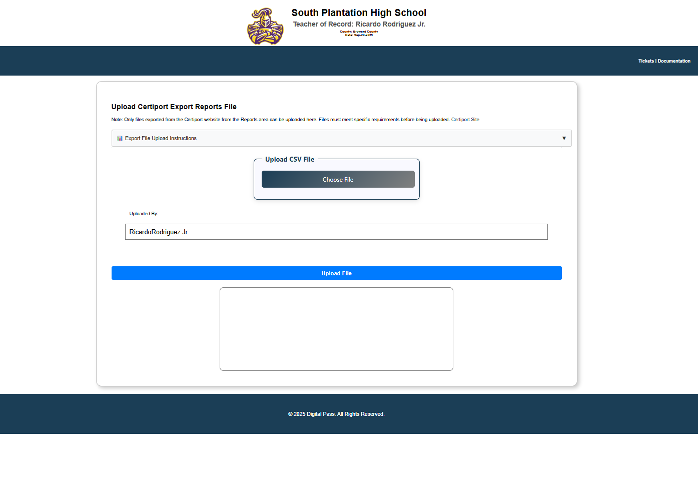 Certiport file import interface for reconciling student test scores