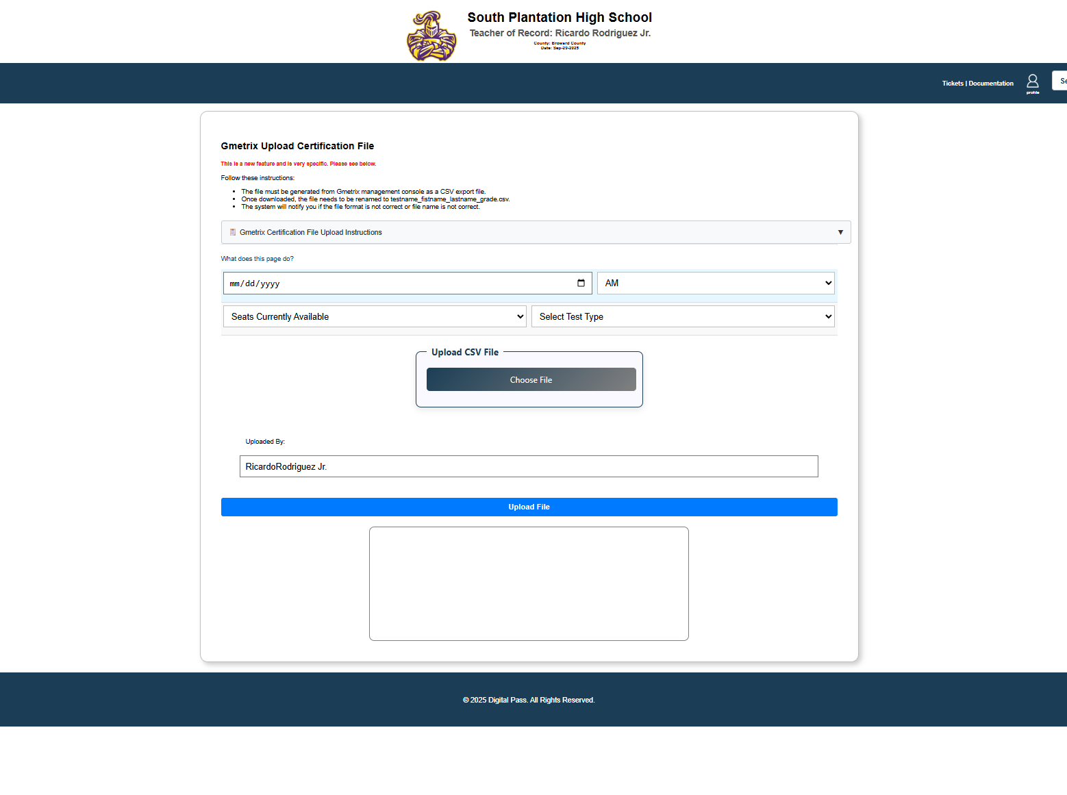 Gmetrix file import interface for automatic test scheduling based on practice test scores