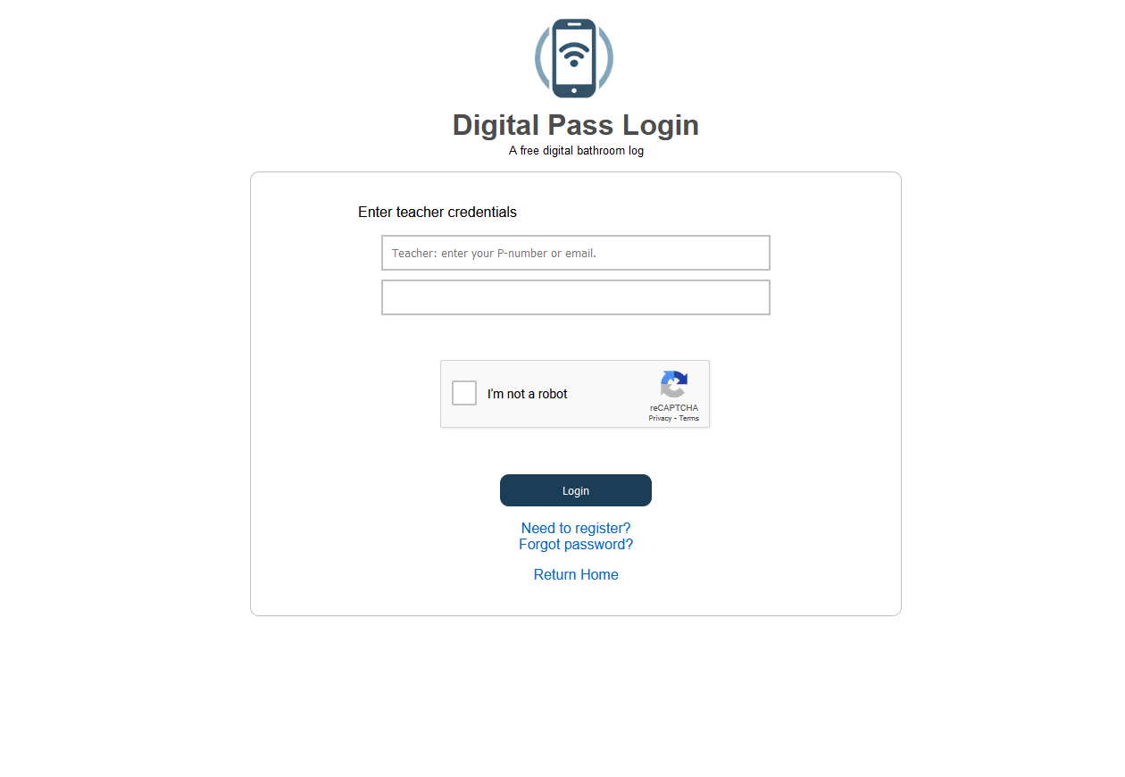 Professional login screen with reCAPTCHA security validation